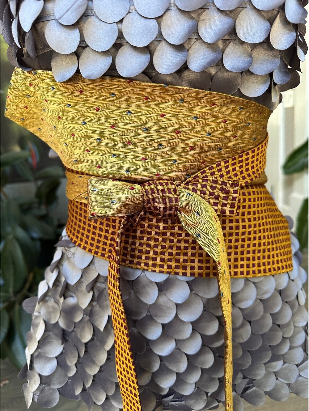 Upcycled Gold & Burgundy Silk Obi Belt | Corset Style Wrap | OOAK | OS